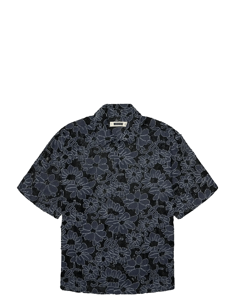 Woodbird - WBWang Denim Lace Shirt - mønstrede skjorter - blue-black - 1