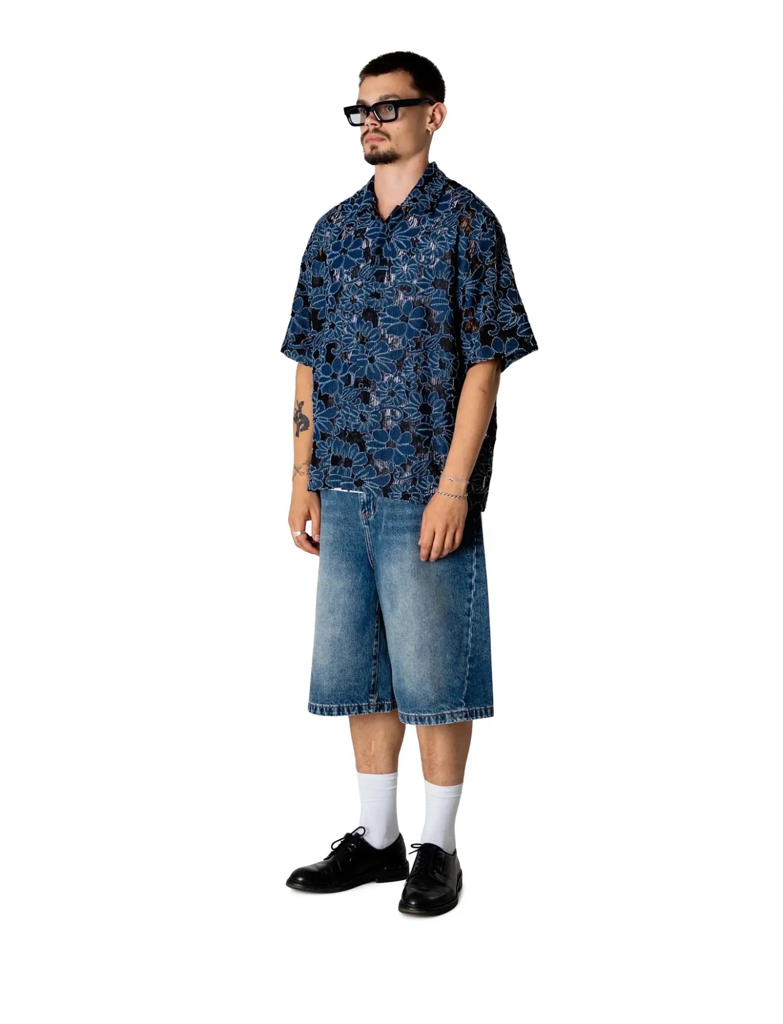 Woodbird - WBWang Denim Lace Shirt - mønstrede skjorter - blue-black - 3