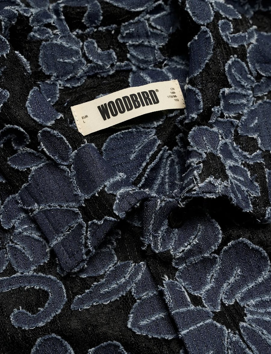 Woodbird - WBWang Denim Lace Shirt - mønstrede skjorter - blue-black - 5