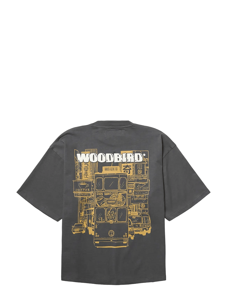 Woodbird - WBJuno Tram Tee - t-shirts - slate blue - 2