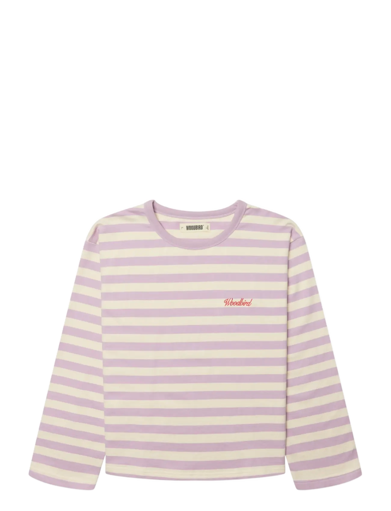 Woodbird - WBJoul Wide Sleeve Stripe Tee - långärmade toppar - white-pink - 1