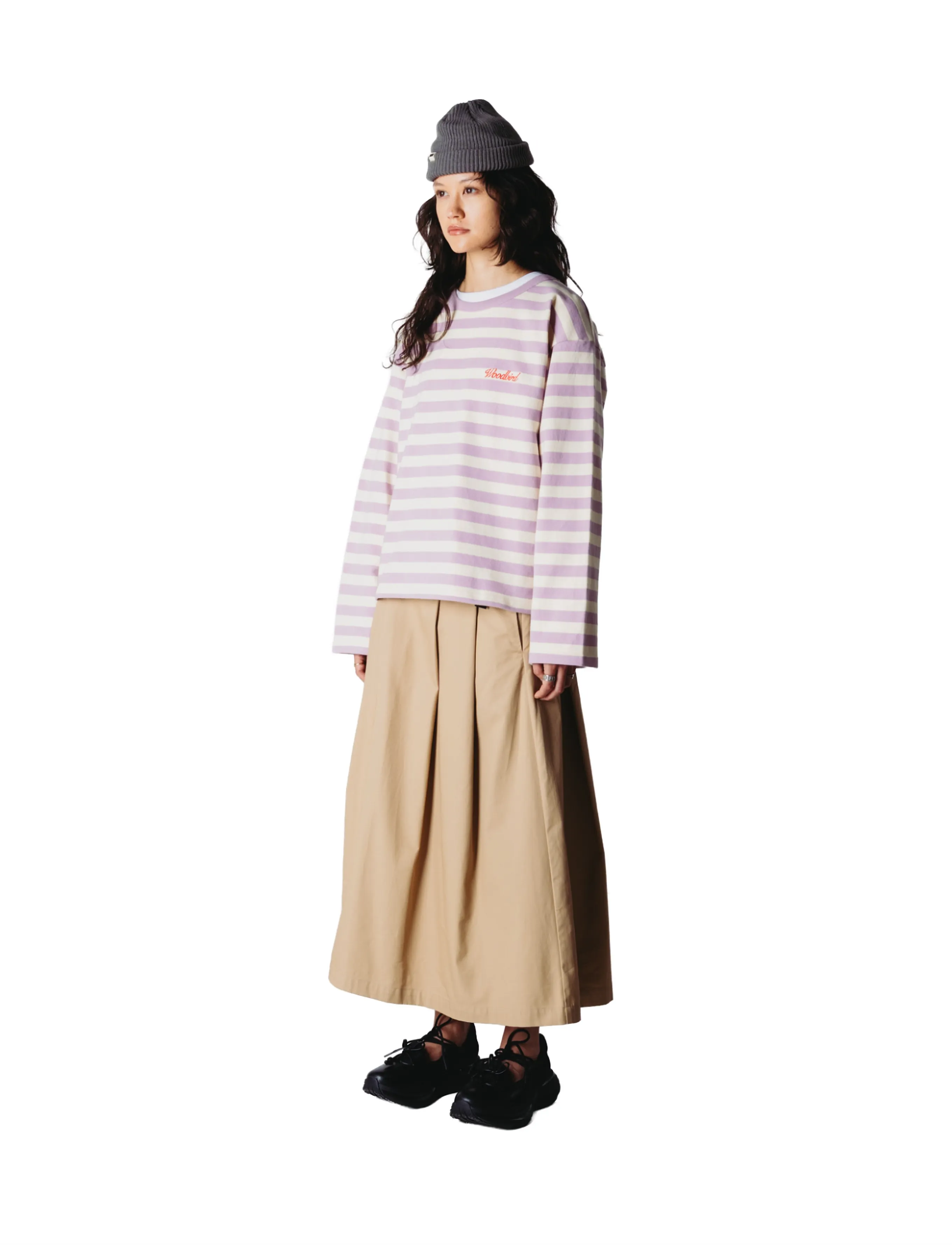Woodbird - WBJoul Wide Sleeve Stripe Tee - långärmade toppar - white-pink - 3
