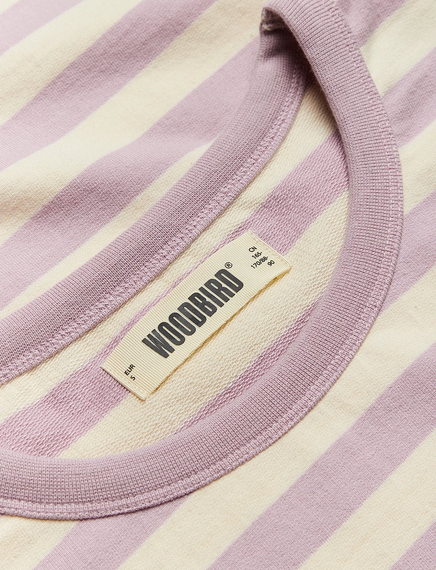 Woodbird - WBJoul Wide Sleeve Stripe Tee - långärmade toppar - white-pink - 5