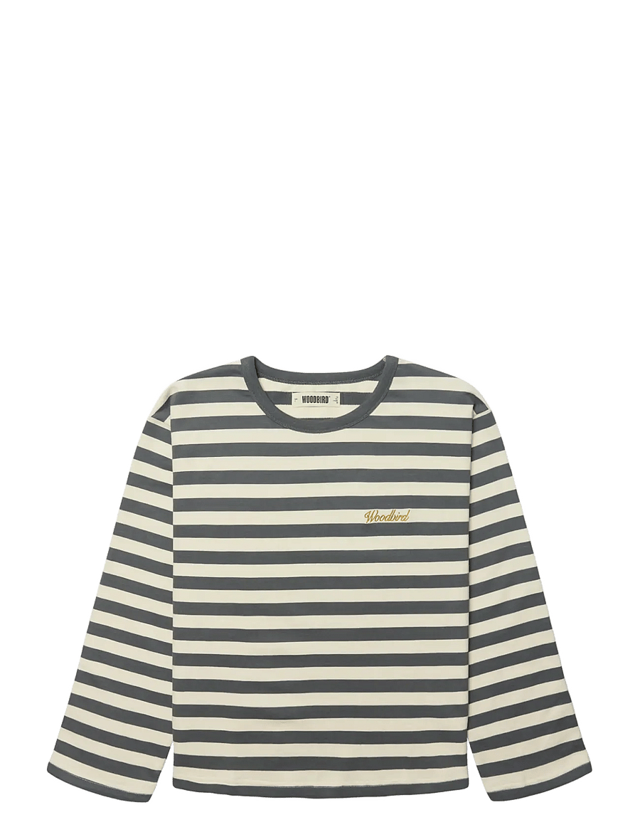 Woodbird - WBJoul Wide Sleeve Stripe Tee - langærmede toppe - white-slate blue - 1