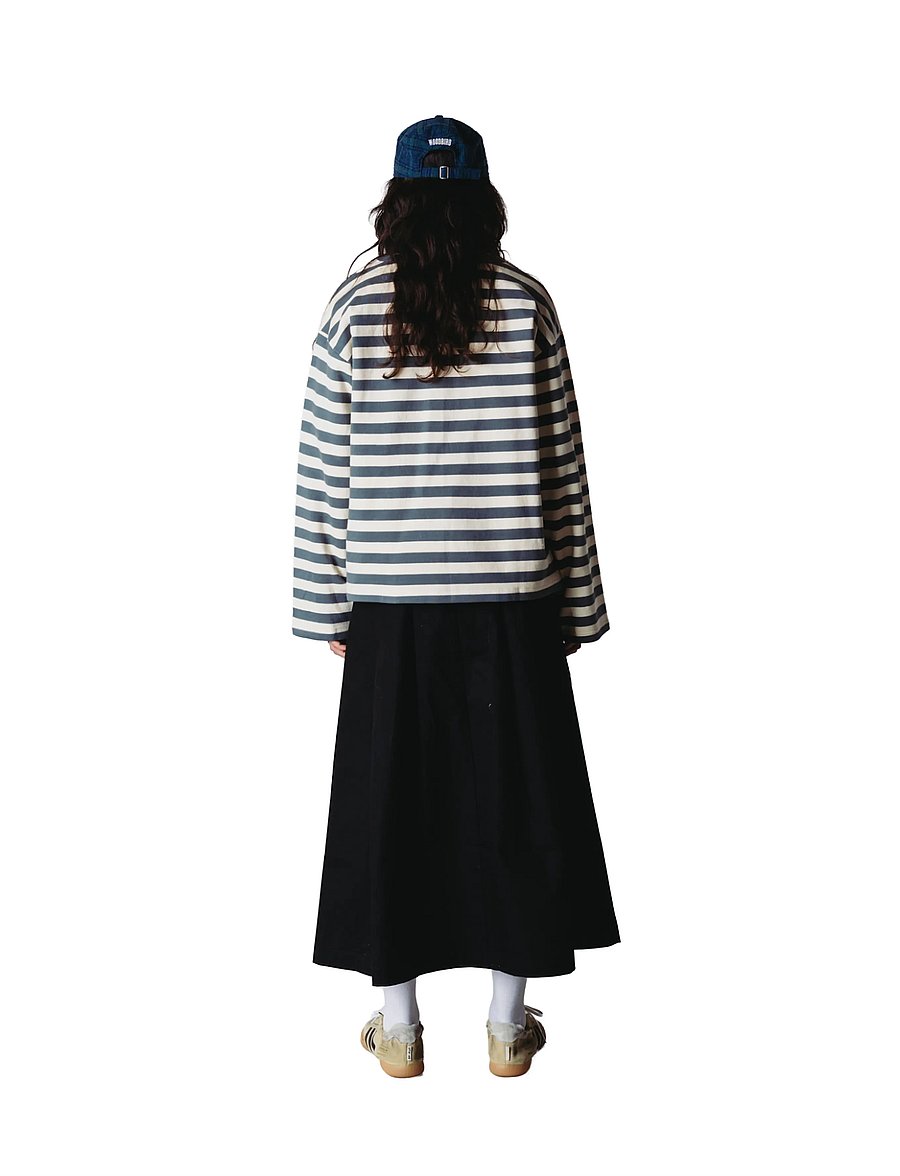 Woodbird - WBJoul Wide Sleeve Stripe Tee - langærmede toppe - white-slate blue - 4