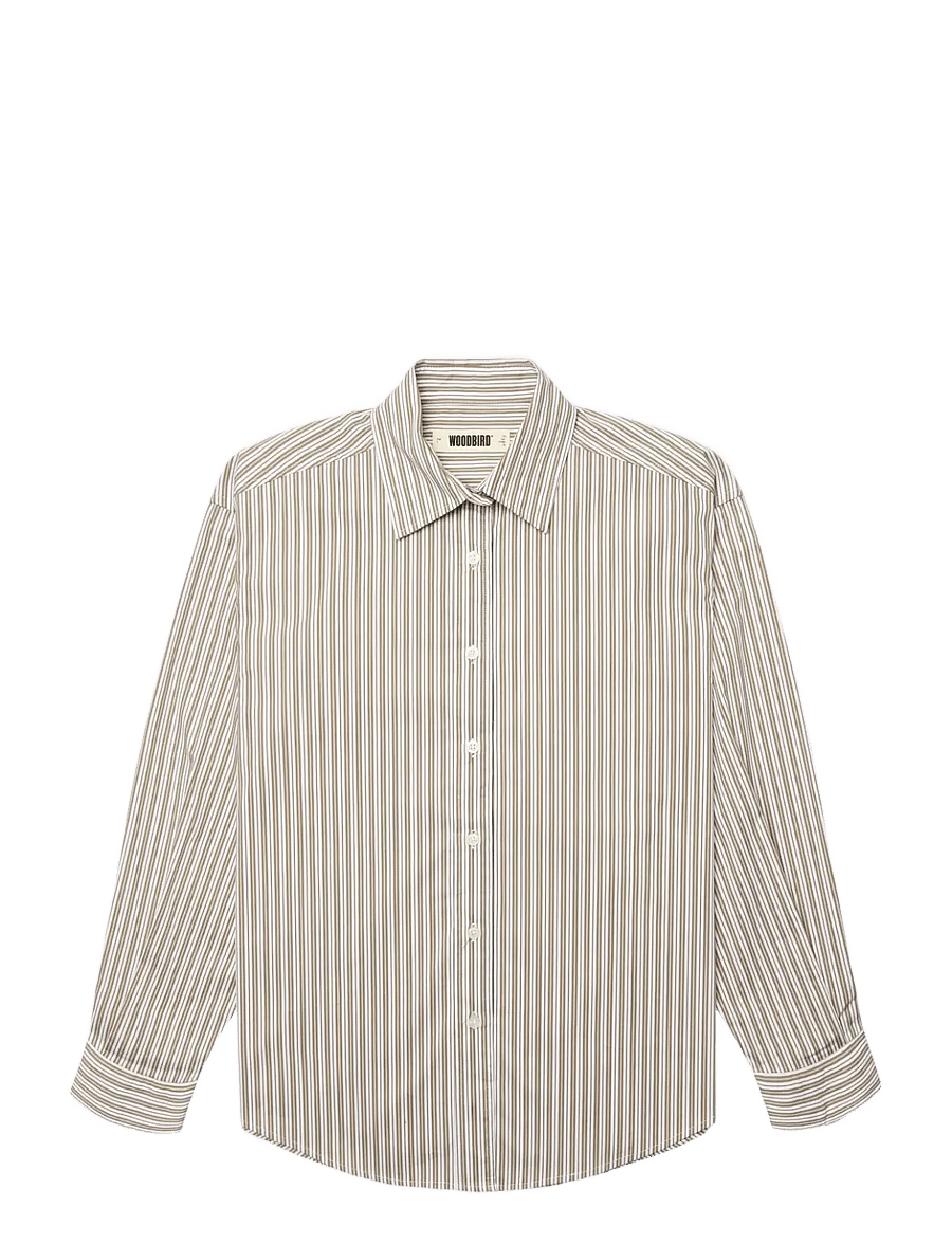 Woodbird - WBLiva Stripe Shirt - langärmlige hemden - taupe brown - 1