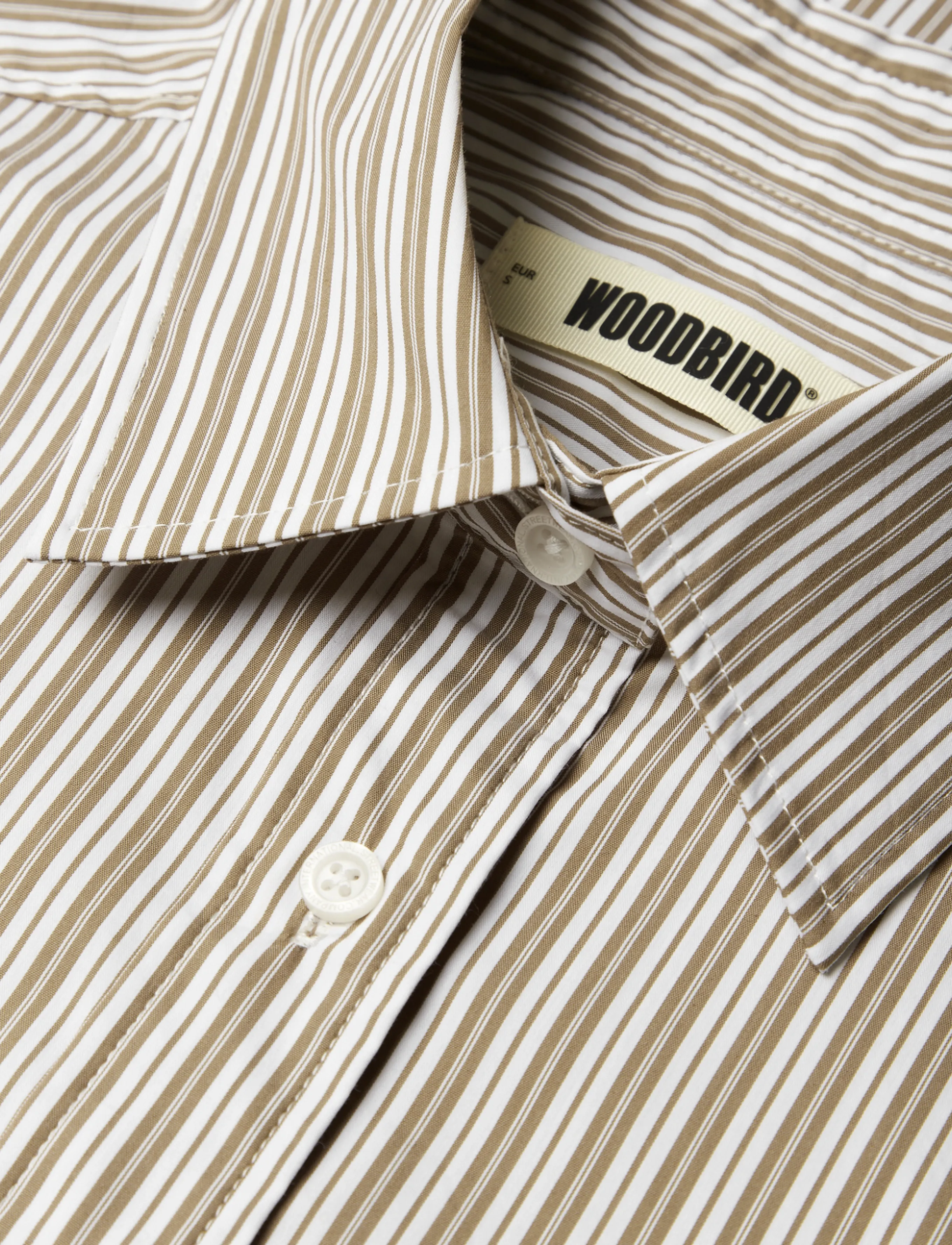 Woodbird - WBLiva Stripe Shirt - long-sleeved shirts - taupe brown - 5