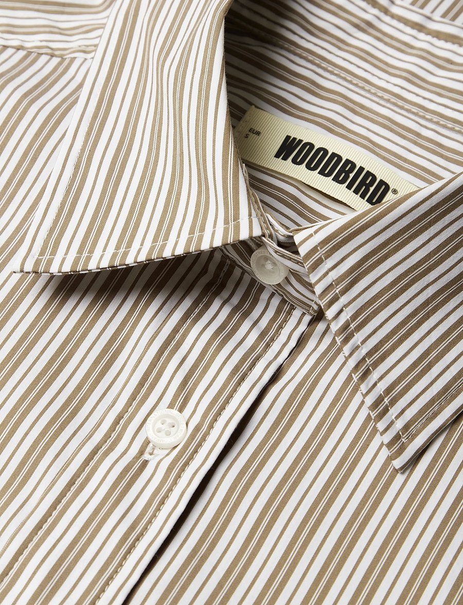 Woodbird - WBLiva Stripe Shirt - langärmlige hemden - taupe brown - 5