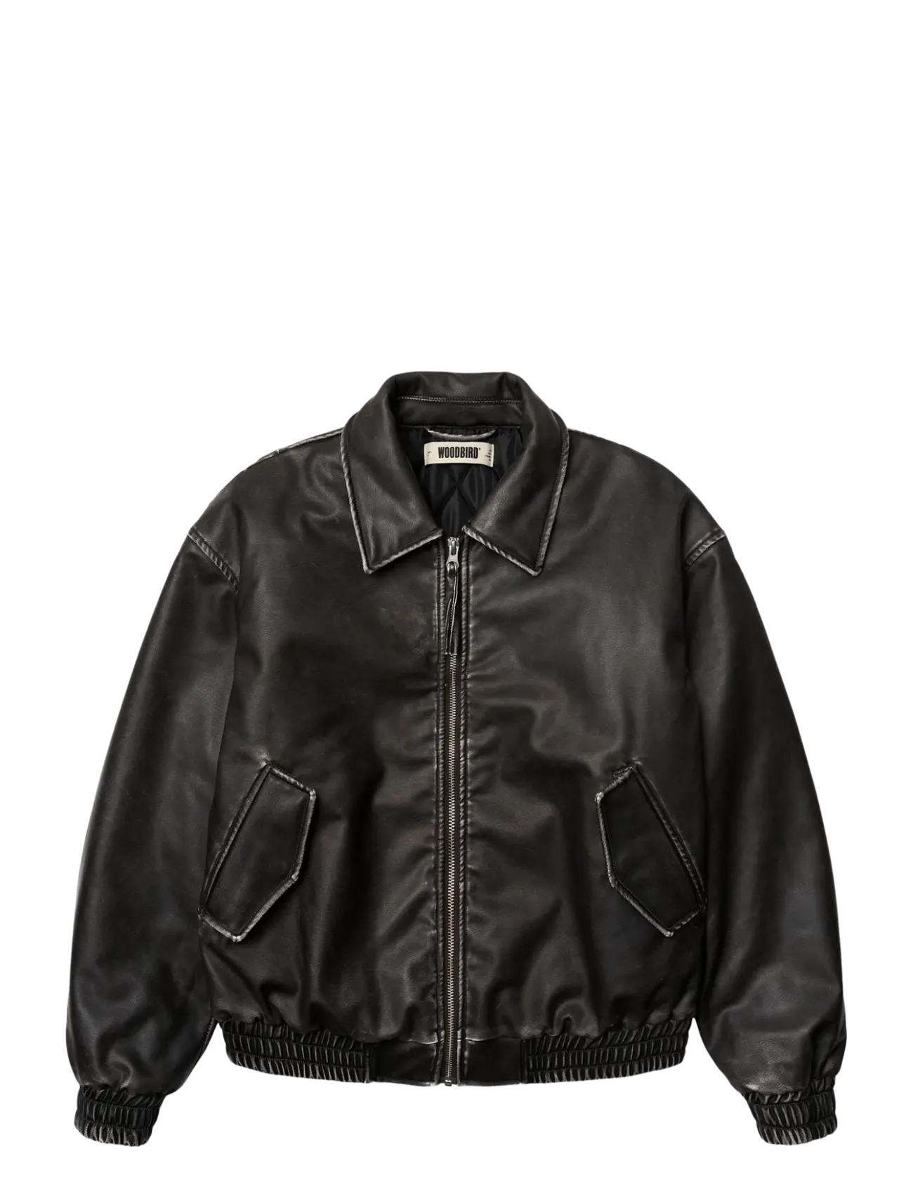Woodbird - WBBue Washed PU Jacket - bomber jackets - washed black - 1