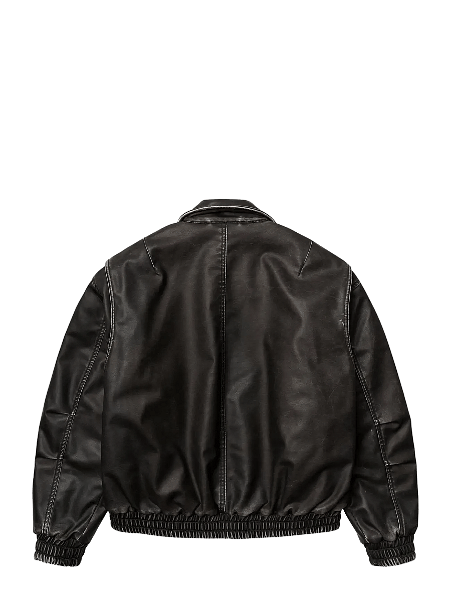 Woodbird - WBBue Washed PU Jacket - bomber jackets - washed black - 2