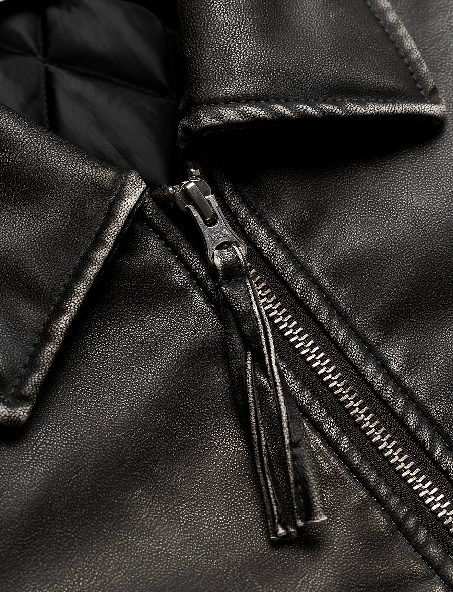 Woodbird - WBBue Washed PU Jacket - bomber jackets - washed black - 5