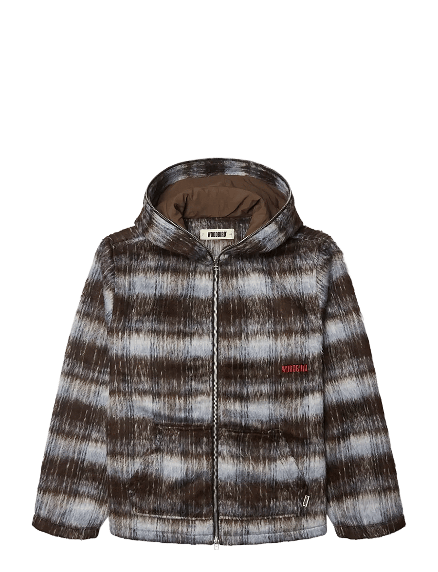 Woodbird - WBShungy Zip Hoodie Jacket - frühlingsjacken - dark brown-light blue - 1