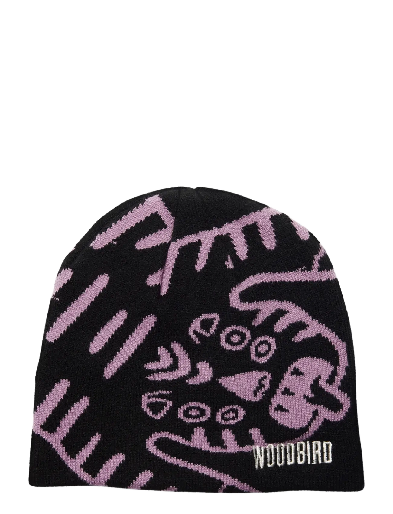 Woodbird WBYan JQ Art Beanie - Kootud mütsid - BLACK-VIOLET / black