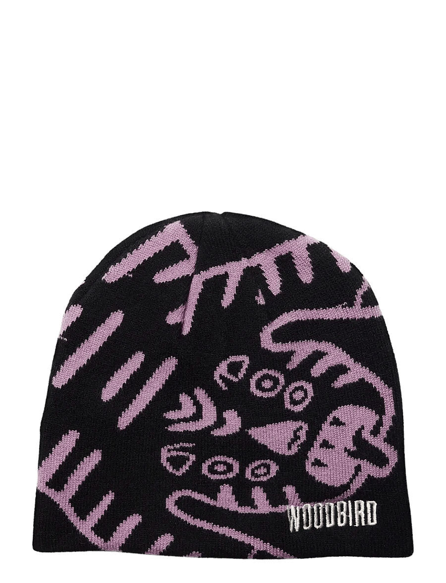 Woodbird - WBYan JQ Art Beanie - nach stil kaufen - black-violet - 0