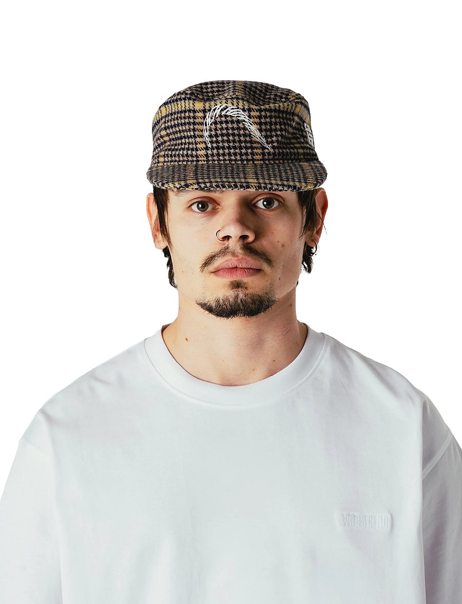 Woodbird - WBYin Check Pillbox Cap - kappen - sand-yellow - 0