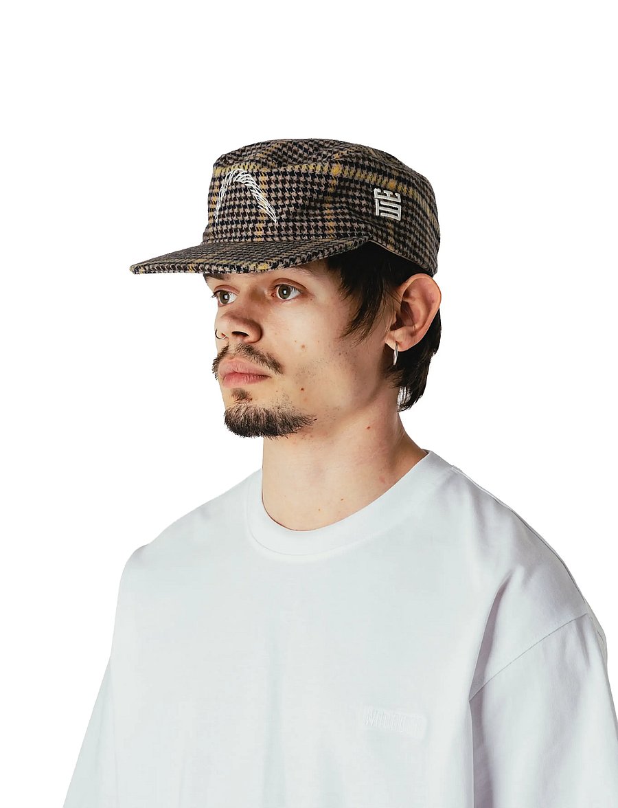 Woodbird - WBYin Check Pillbox Cap - kappen - sand-yellow - 3