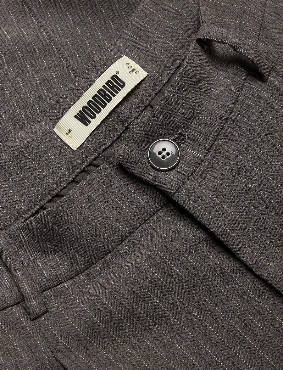 Woodbird - WBBin HB Stripe Pants - anzugshosen - dark grey - 5