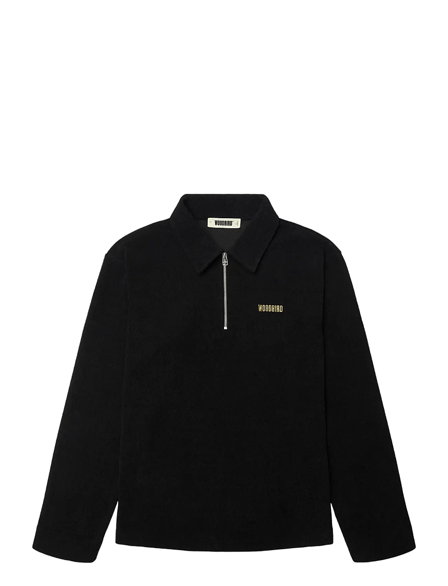 Woodbird - WBHiro LS Jiu Zip Polo - langärmelige strick-polohemden - black - 1