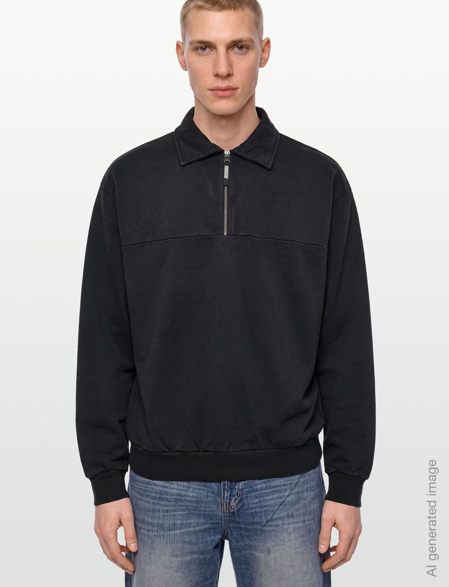 Woodbird - WBLoke Washed Zip Polo - sweatshirts - black - 3
