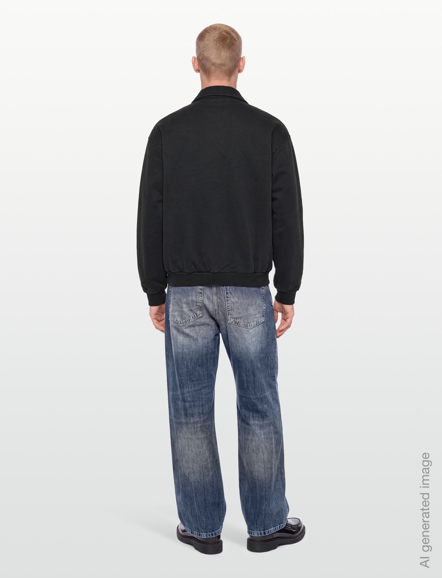 Woodbird - WBLoke Washed Zip Polo - sweatshirts - black - 4