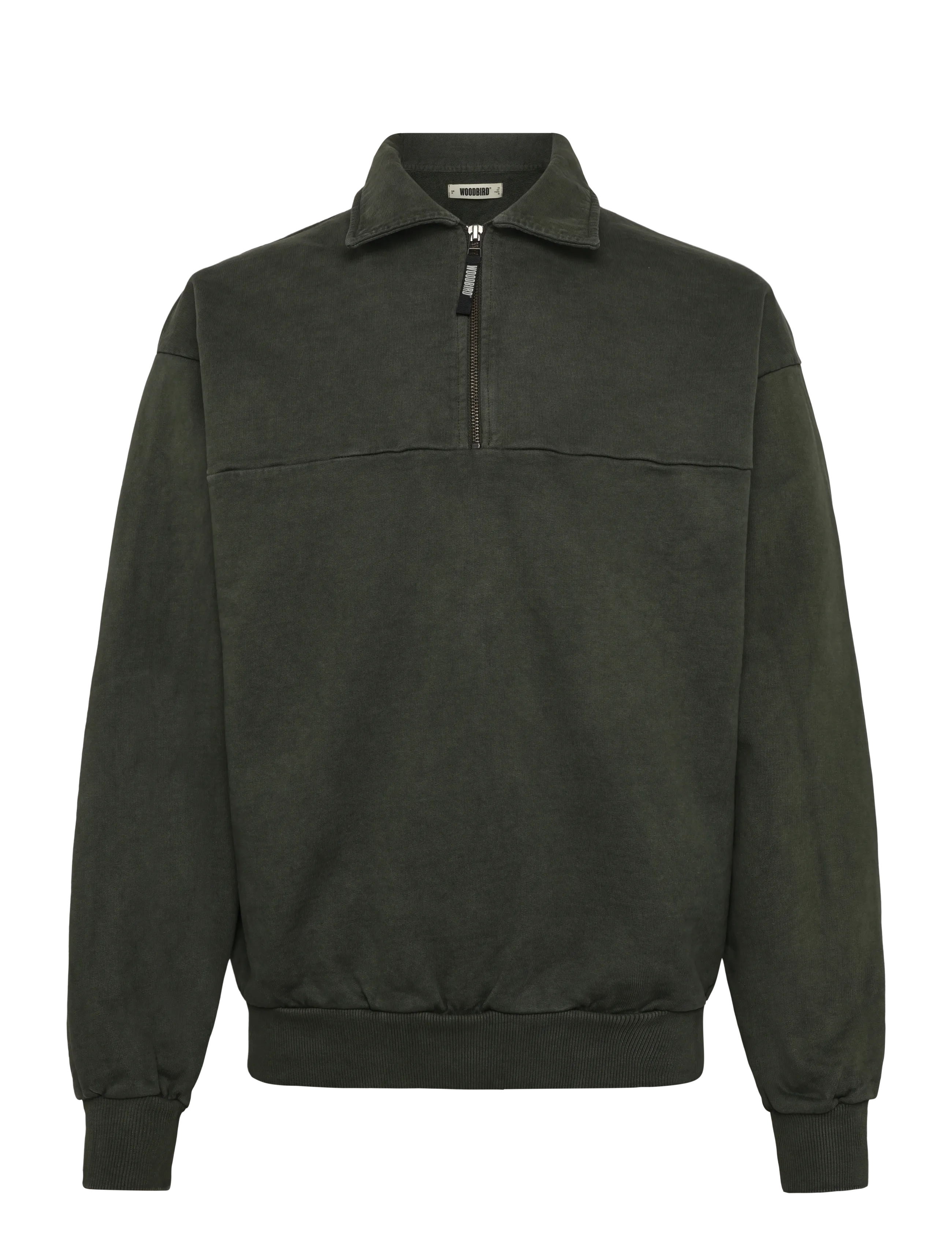 Woodbird WBLoke Washed Zip Polo - Pullover mit halbem Reißverschluss - DARK OLIVE / khaki/green