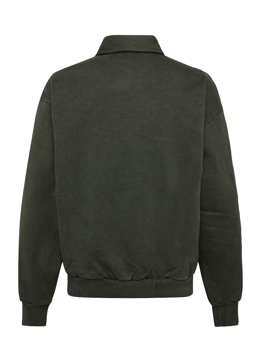Woodbird - WBLoke Washed Zip Polo - poloer i strik med lange ærmer - dark olive - 1