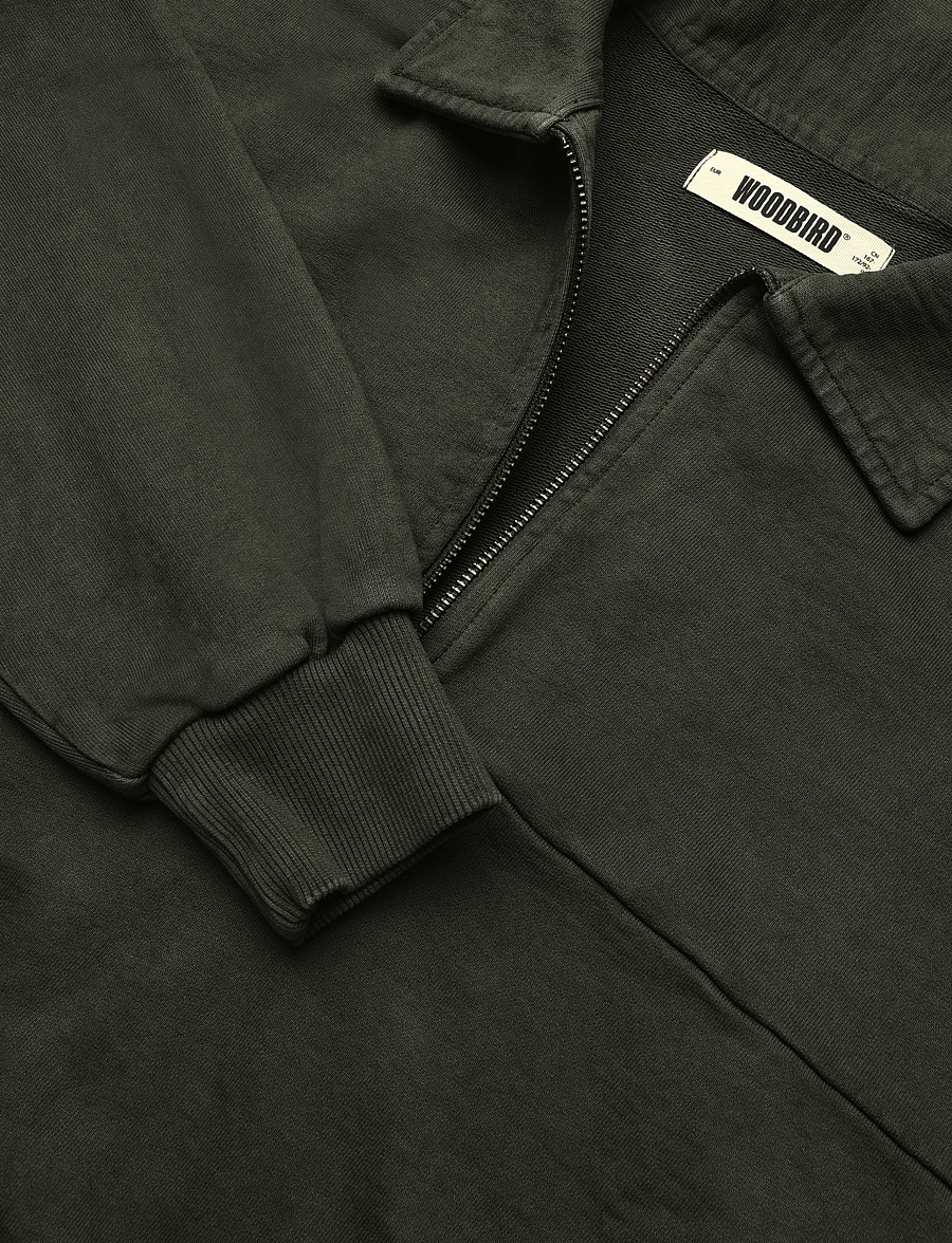Woodbird - WBLoke Washed Zip Polo - poloer i strik med lange ærmer - dark olive - 2