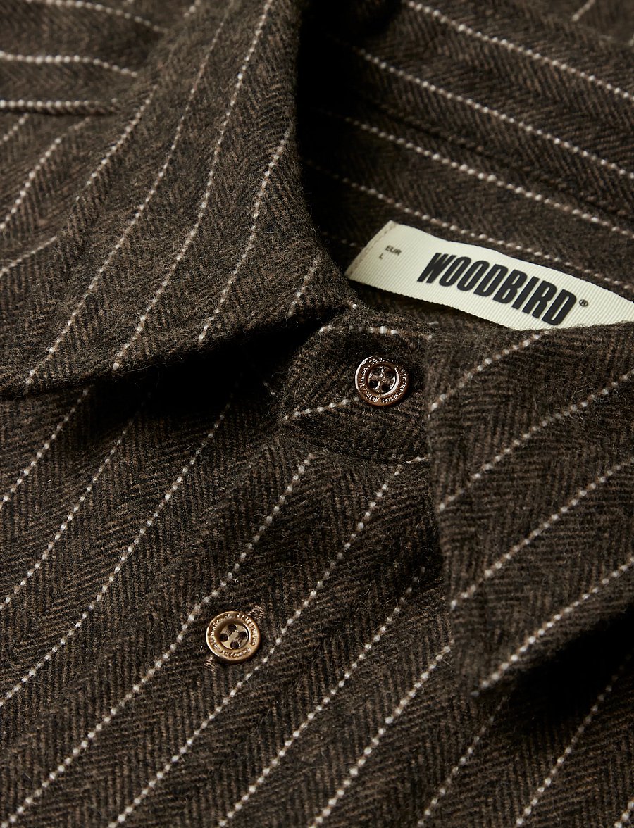 Woodbird - WBBuzo Herringbone Shirt - triibulised särgid - dark olive - 5