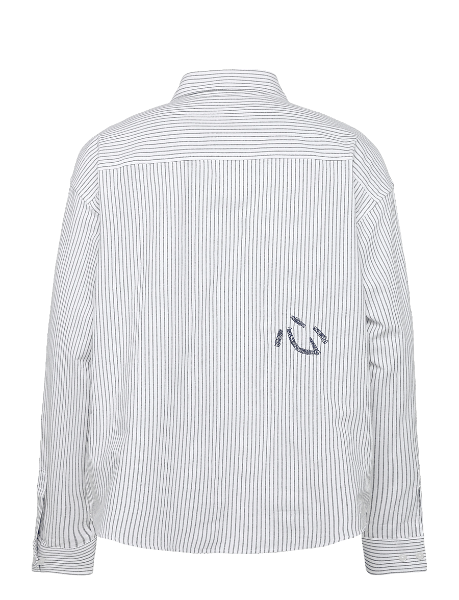 Woodbird - WBXing Ox Writing Shirt - randiga skjortor - white-navy - 1
