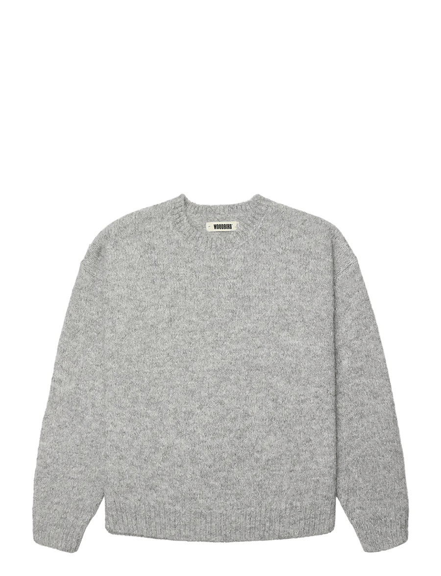 Woodbird - WBKurt Mohairy Crew - rund hals - dark grey melange - 1