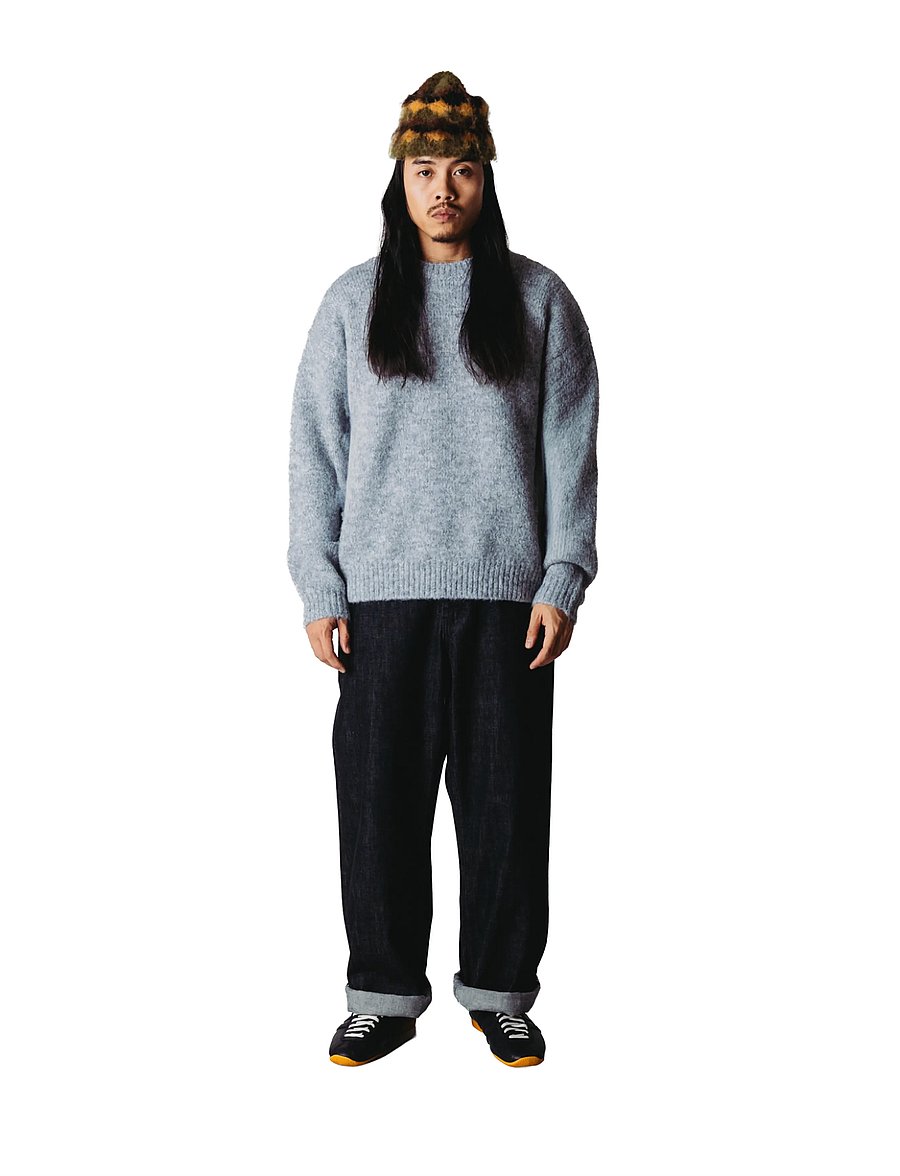 Woodbird - WBKurt Mohairy Crew - rund hals - dark grey melange - 0