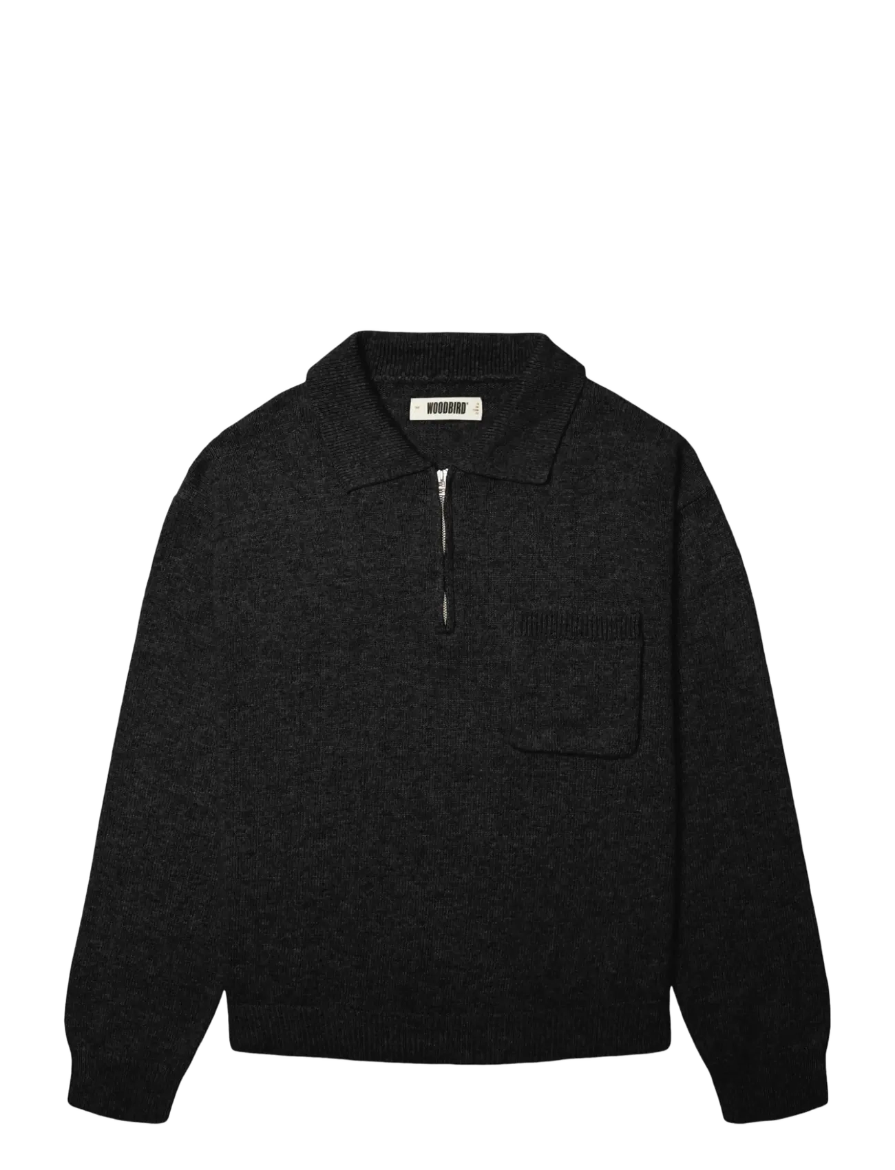 Woodbird WBKang 1/2 Zip Polo - Vis alt - BLACK / black