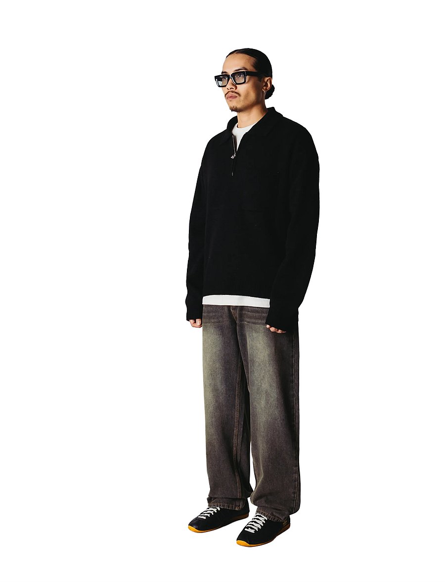Woodbird - WBKang 1/2 Zip Polo - langärmelige strick-polohemden - black - 3