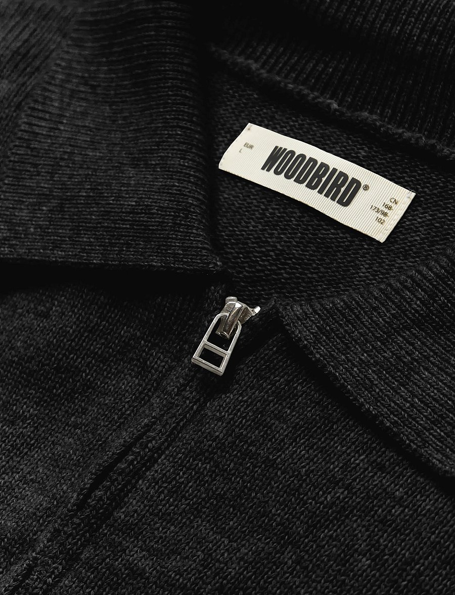 Woodbird - WBKang 1/2 Zip Polo - langärmelige strick-polohemden - black - 5