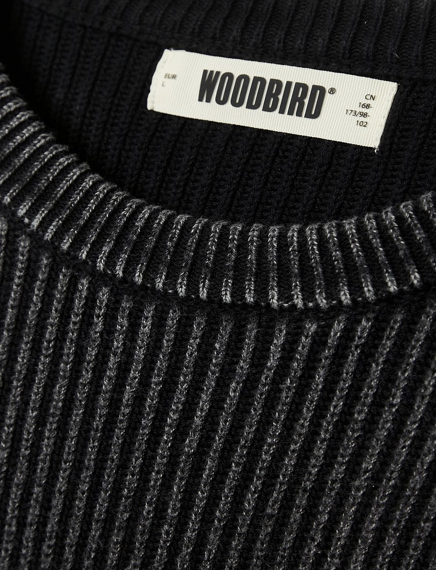 Woodbird - WBSake Washed Crew - rundhalsad - washed black - 5