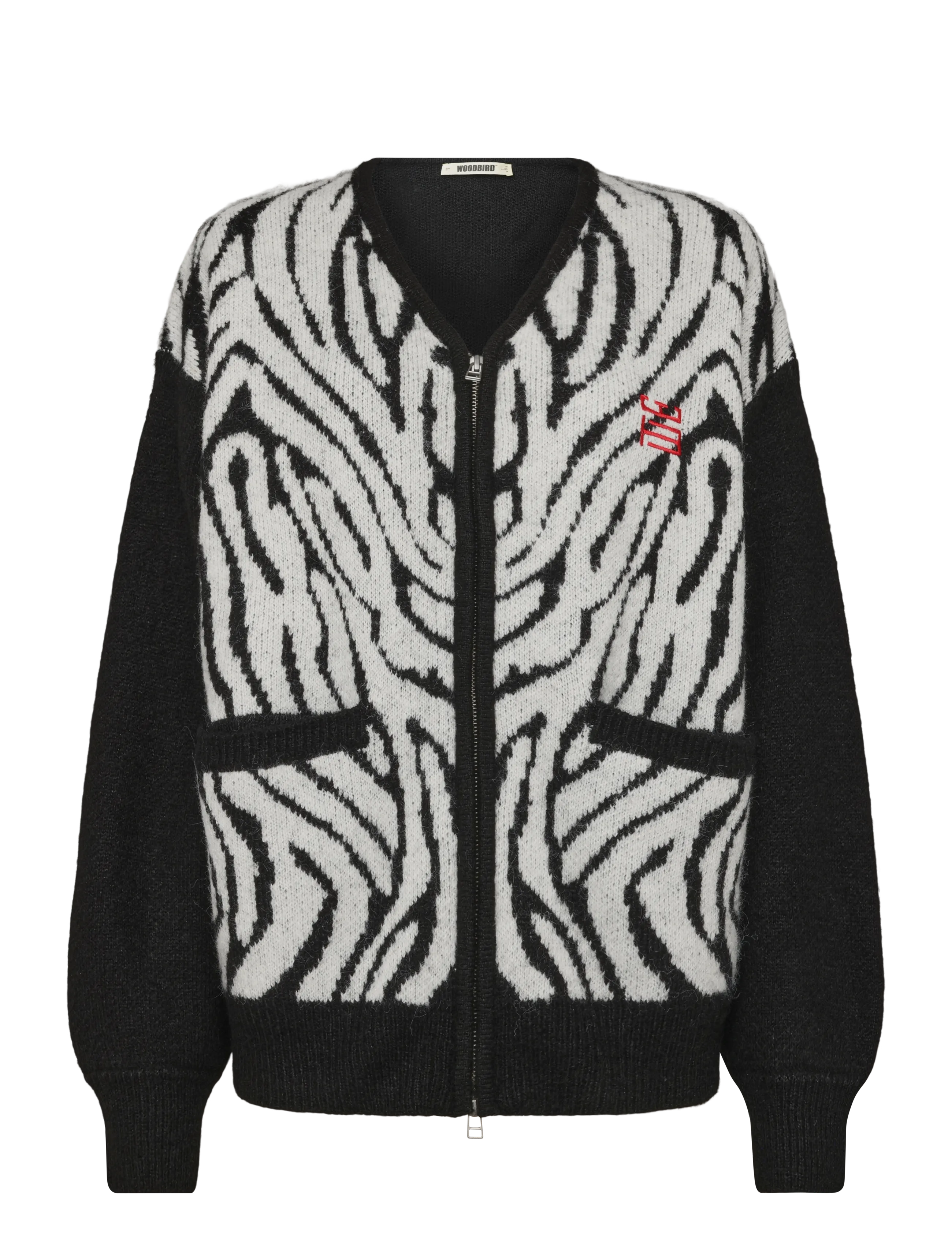Woodbird WBOni Zebra Zip Cardigan - Riided - BLACK-WHITE / black