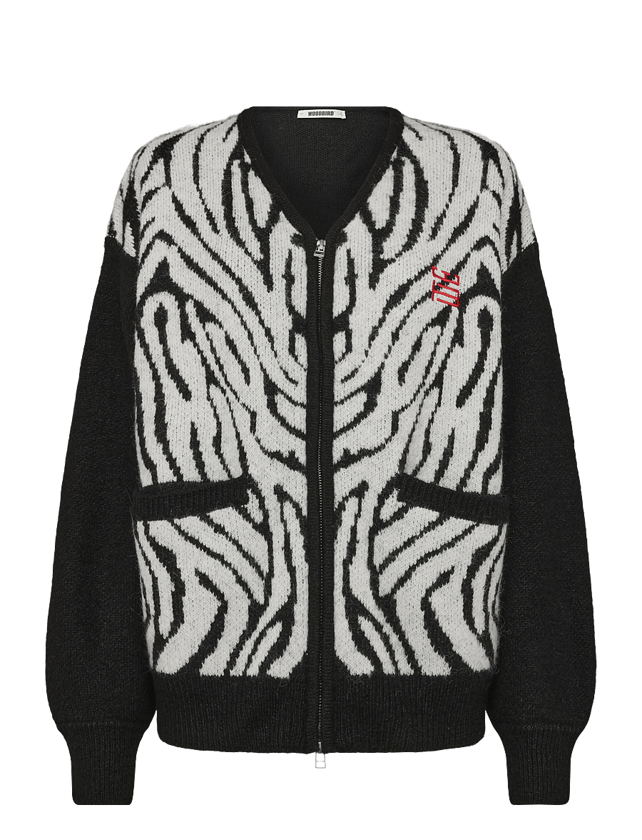 Woodbird - WBOni Zebra Zip Cardigan - kardiganid - black-white - 0