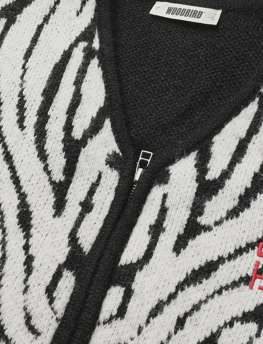 Woodbird - WBOni Zebra Zip Cardigan - kardiganid - black-white - 2