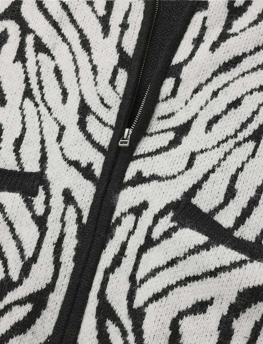 Woodbird - WBOni Zebra Zip Cardigan - kardiganid - black-white - 3