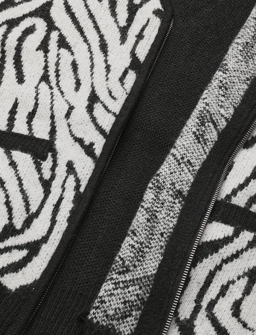 Woodbird - WBOni Zebra Zip Cardigan - kardiganid - black-white - 4