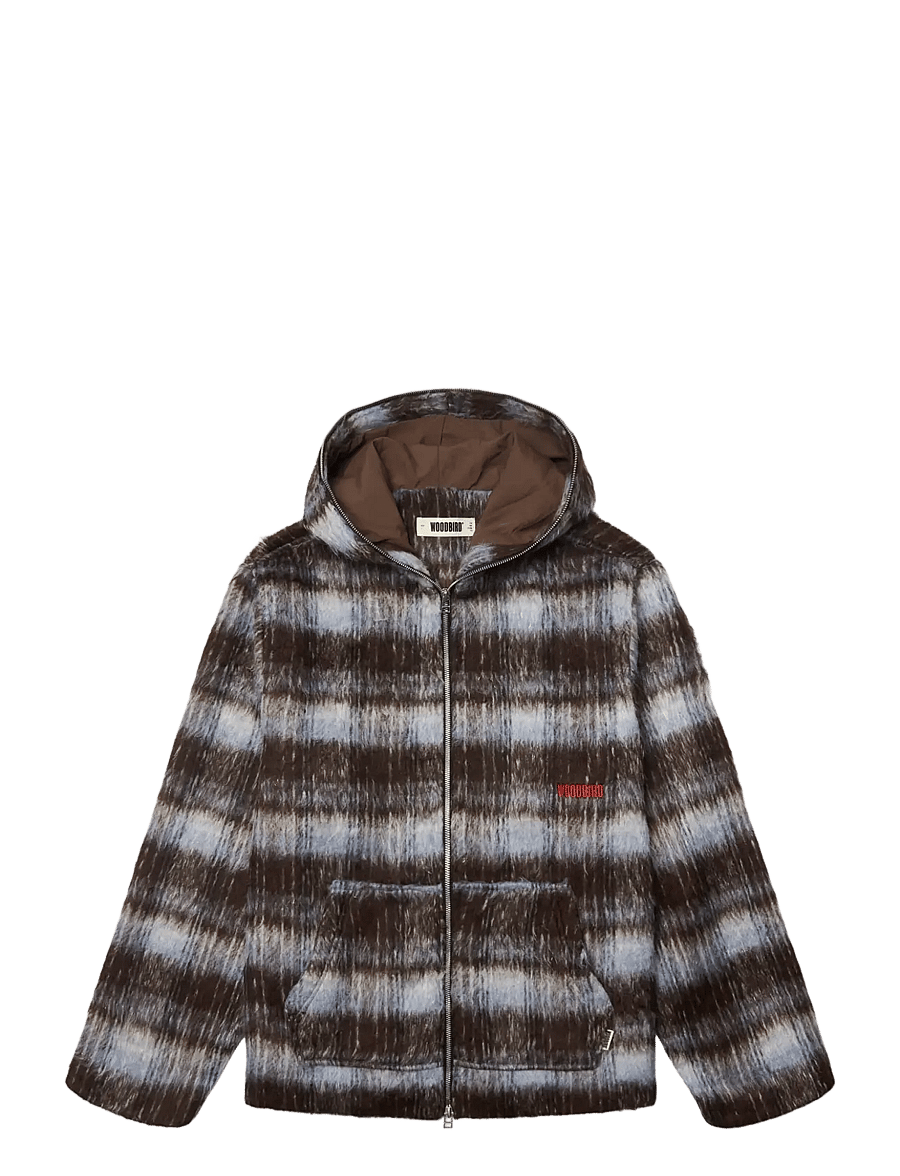 Woodbird - WBSheng Zip Hoodie Jacket - dunjackor - dark brown-light blue - 1