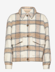 WOOLRICH - BRUSHED WOOL OVERSHIRT - naised - cream check - 0