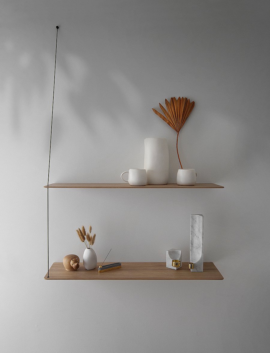 WOUD - Stedge shelf - regale und verwahrung - white pigmented lacquered oak - 0