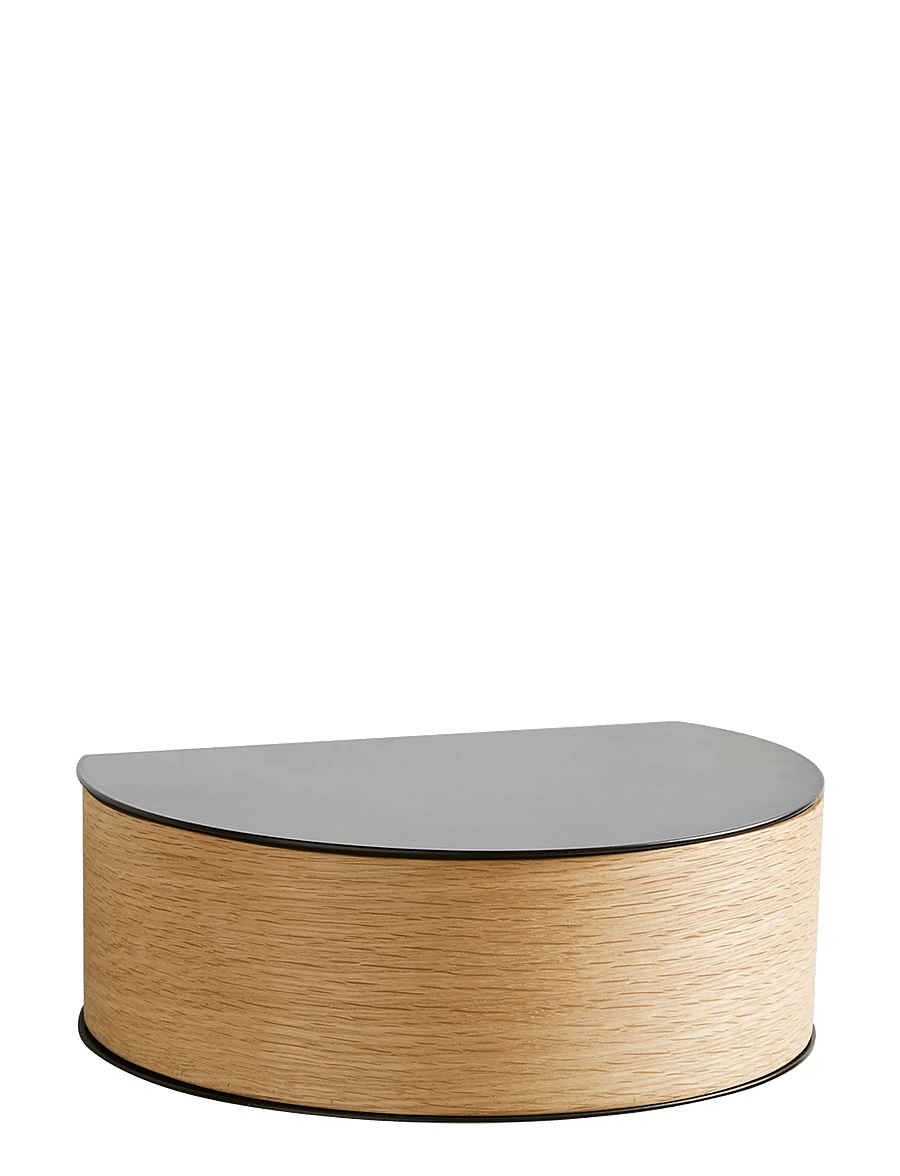 WOUD - Wallie wall drawer - regale und verwahrung - black painted metal with bended oak veneer drawer - 0