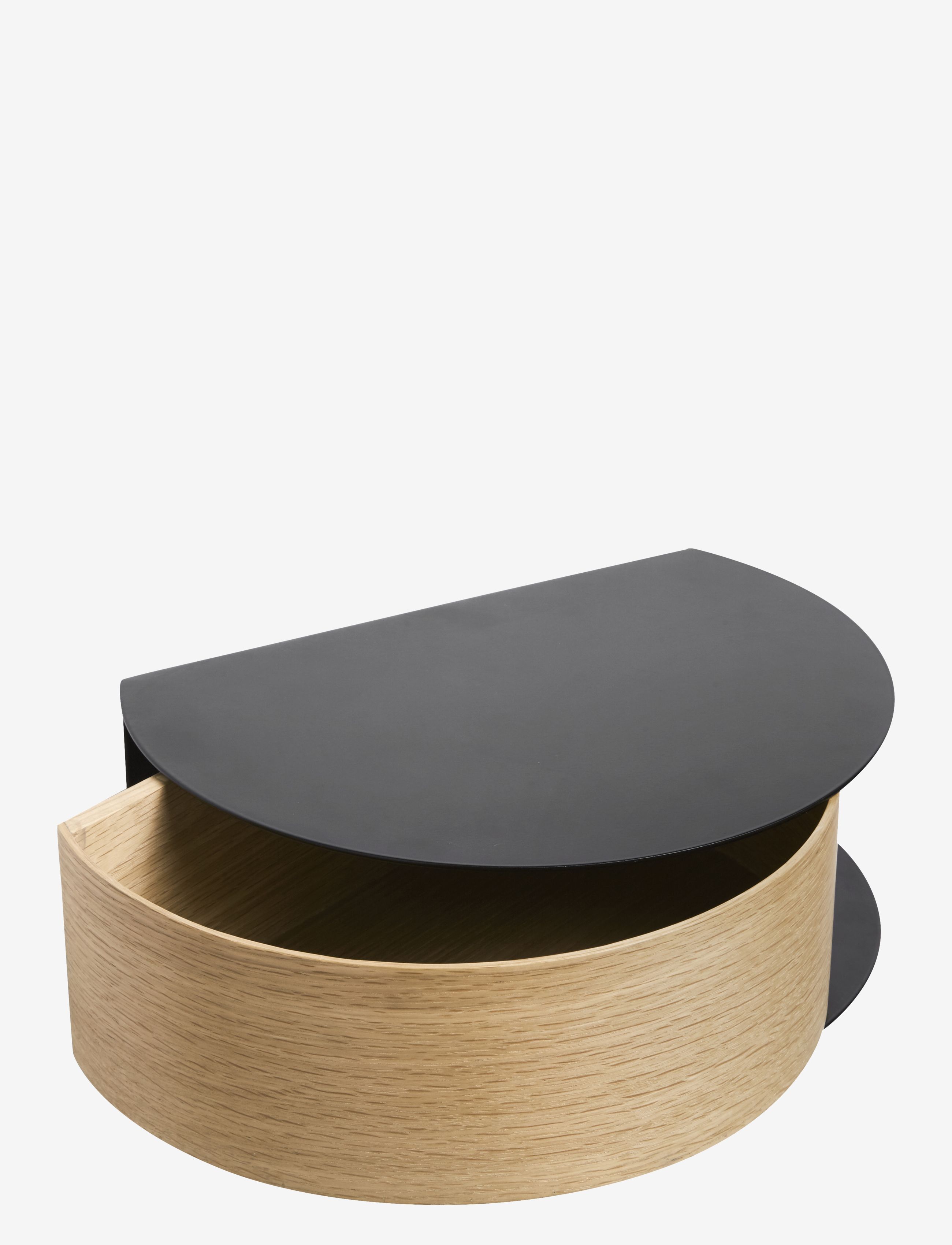 WOUD - Wallie wall drawer - hylder - black painted metal with bended oak veneer drawer - 2