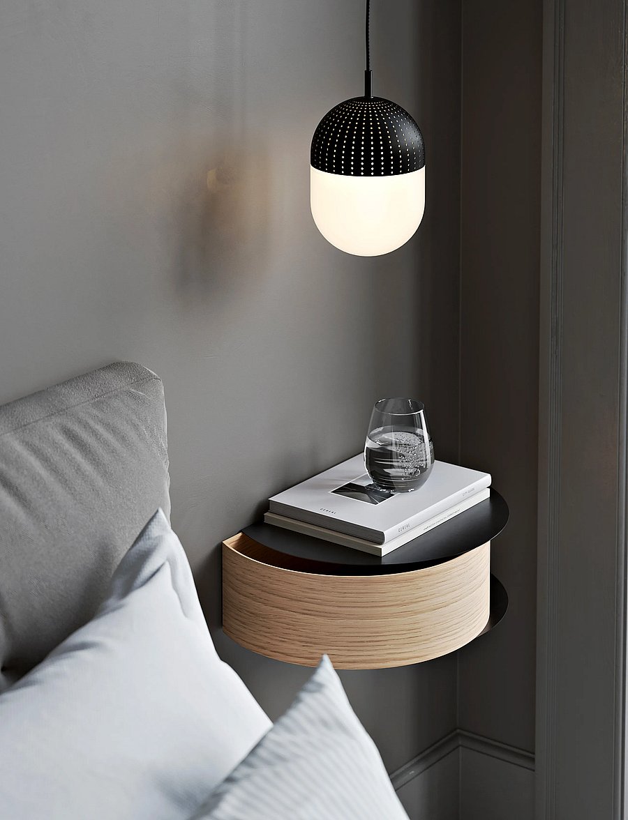 WOUD - Wallie wall drawer - regale und verwahrung - black painted metal with bended oak veneer drawer - 4