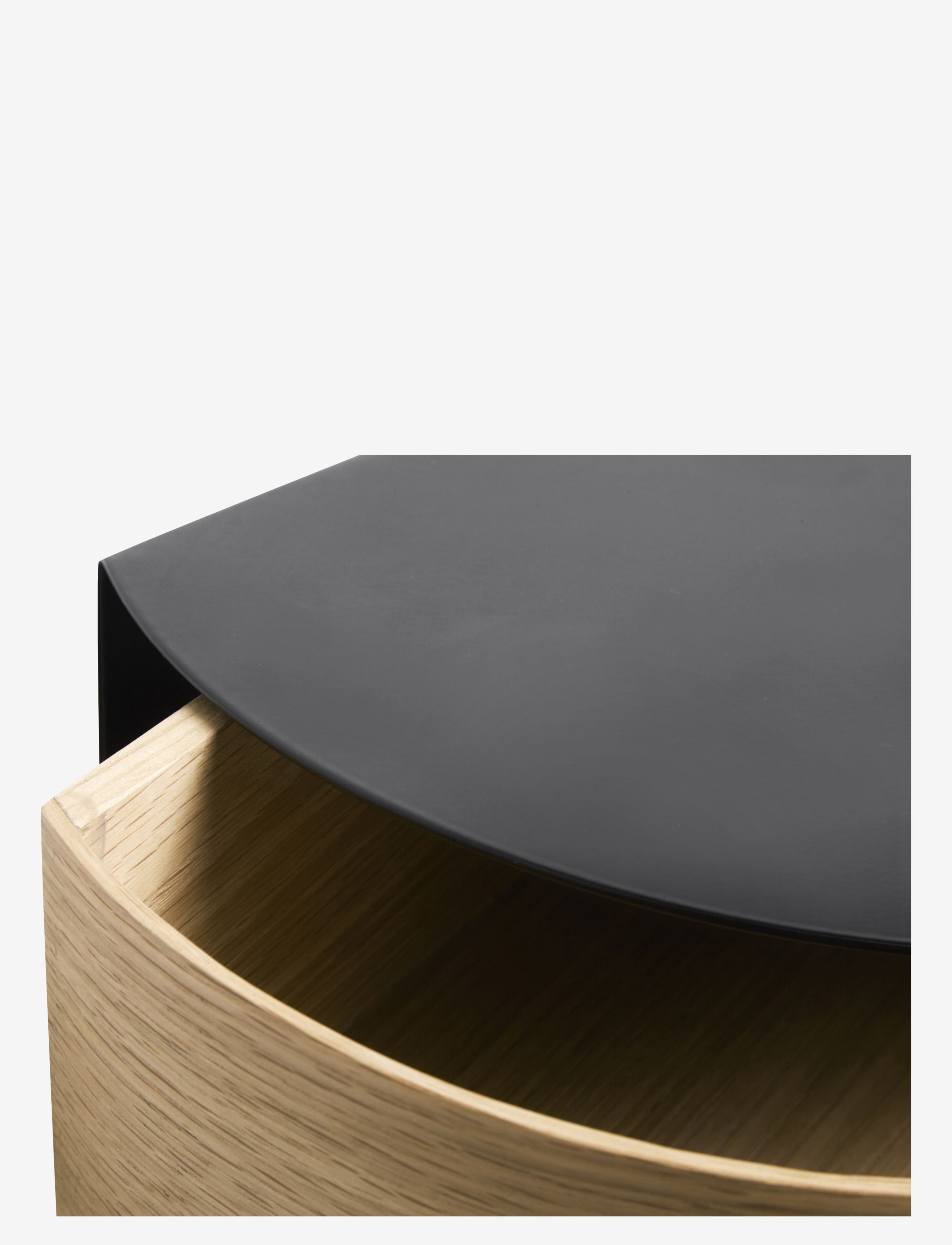 WOUD - Wallie wall drawer - regale und verwahrung - black painted metal with bended oak veneer drawer - 4