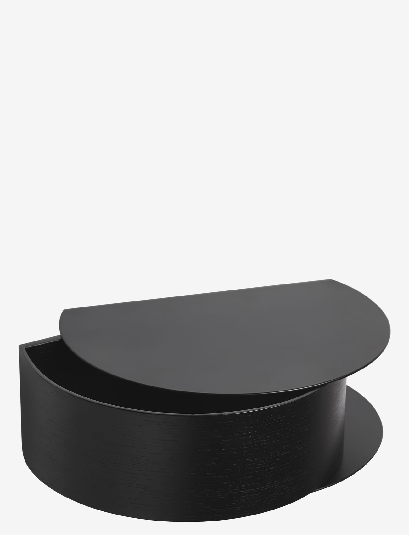 WOUD - Wallie wall drawer - hyllor - black painted metal with bended black painted oak veneer drawer - 1