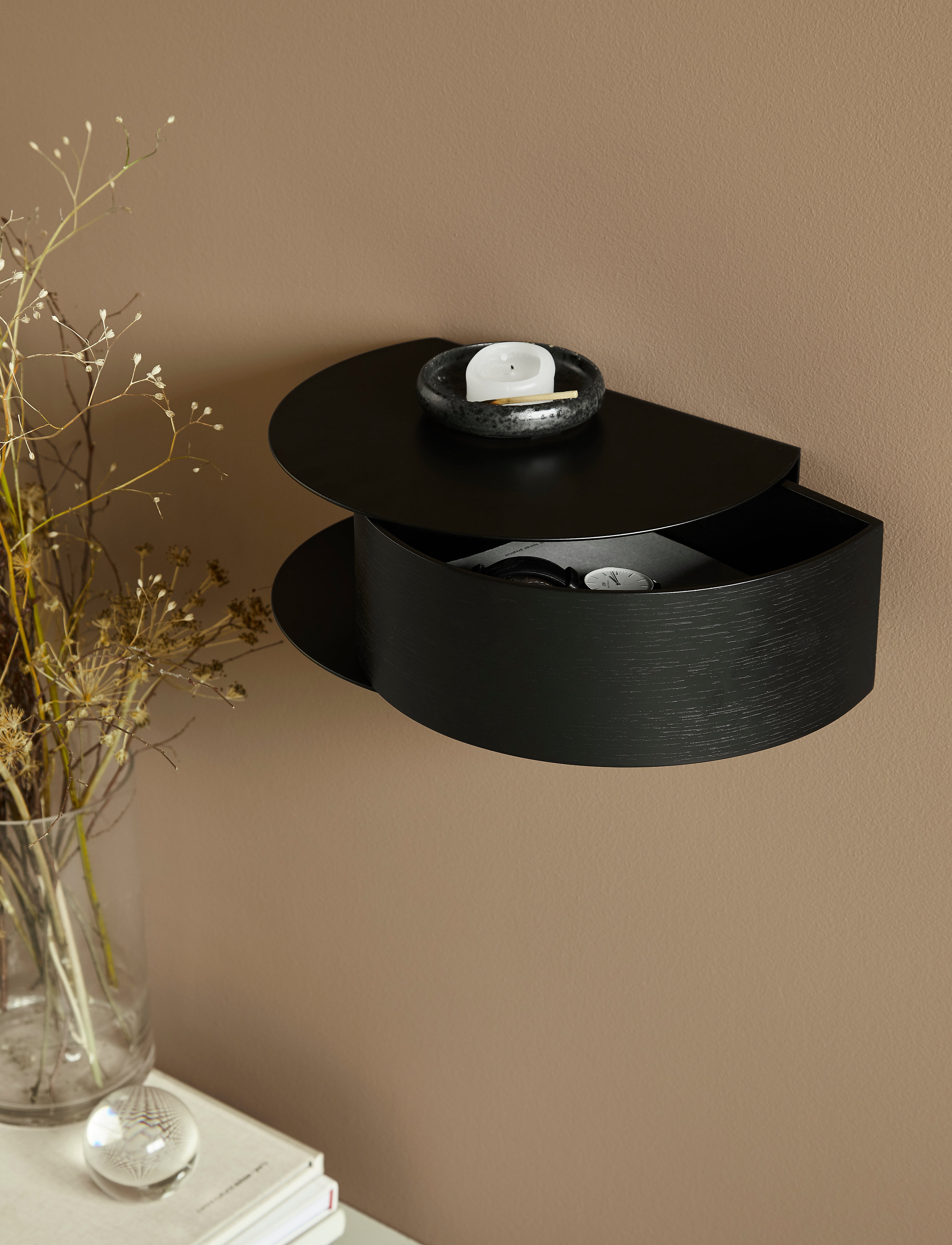 WOUD Wallie Wall Drawer, 30X 22.5X 20 cm, Furniture, Schwarz - Shelves, Homeware