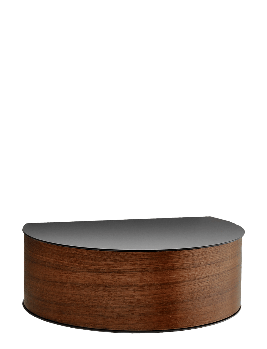 WOUD - Wallie wall drawer - regale und verwahrung - black painted metal with bended walnut veneer drawer - 0
